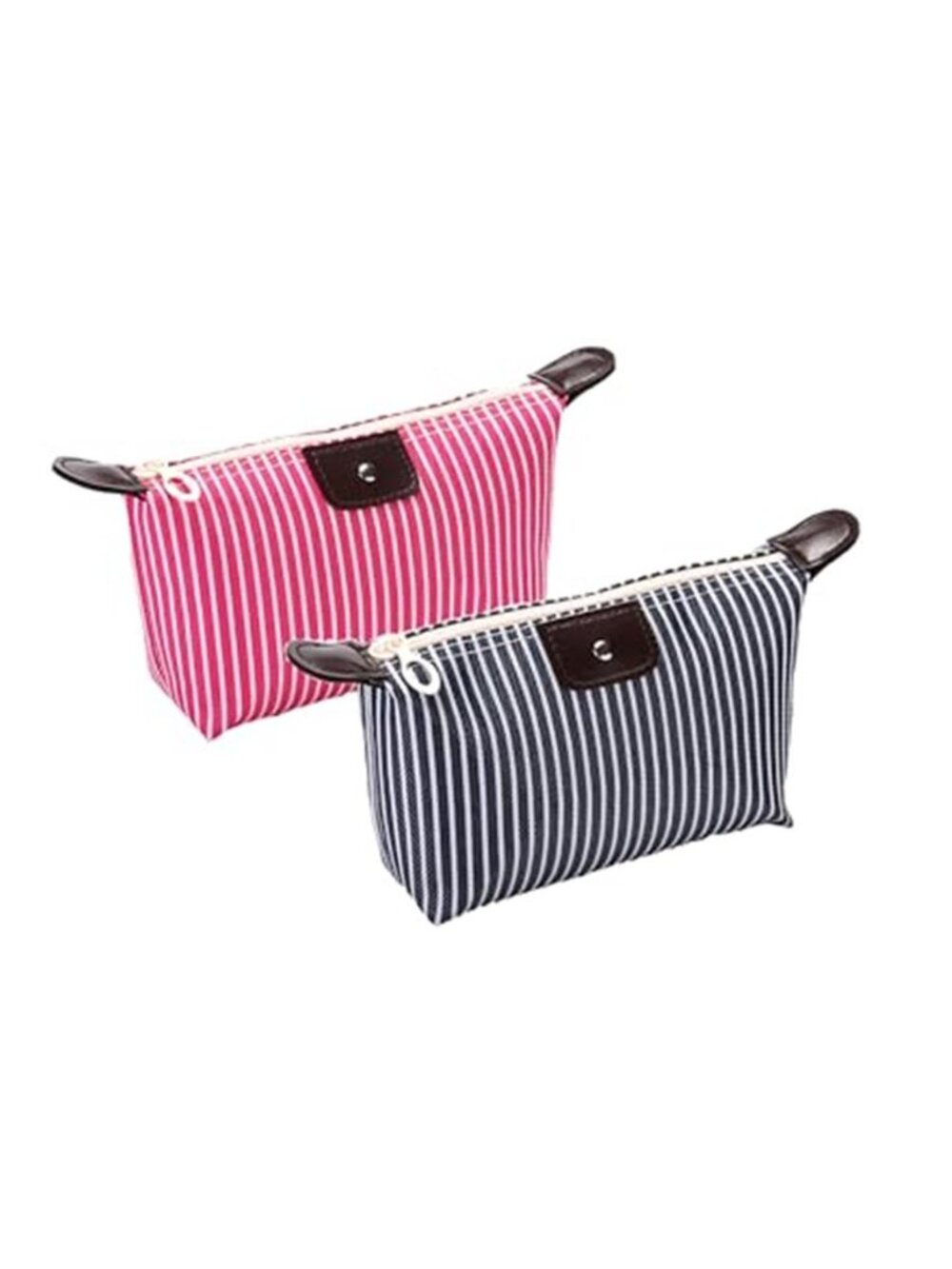 Striped Makeup Bag Cosmetic Organizer Travel Toiletry Pouch Waterproof Zipper